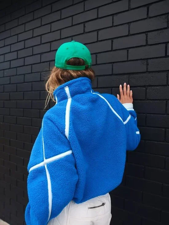 Free People Movement Mountain High 1/2 Zip Fleece Women XS Blue Crop Mock Neck - Picture 8 of 15